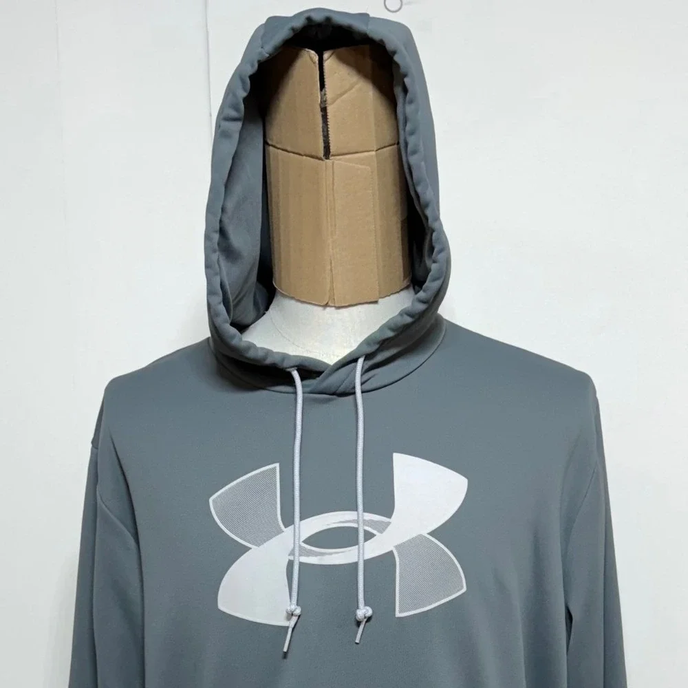 Under Armour Hoodie Mens XXL Gray Pullover Rival‎ Fleece Logo 1357085 Loose Fit